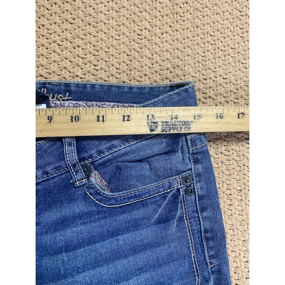 Women's 7 Amethyst Denim Blue Jeans Y2K Bootcut Embellished Pocket Distressed - Picture 7 of 8